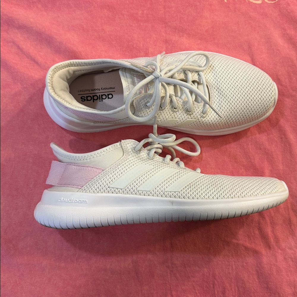 Adidas Cloudfoam Sneakers Womens Size 7.5 White Pink Running Walking Lightweight - Picture 3 of 8